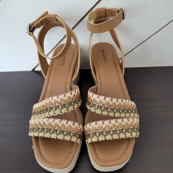 NEW Style & Co Women's 10  Ceciliaap Berry Multi Wedge Sandals - Picture 3 of 8